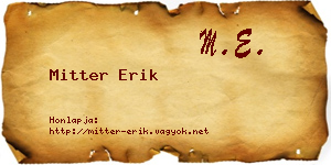 Mitter Erik névjegykártya